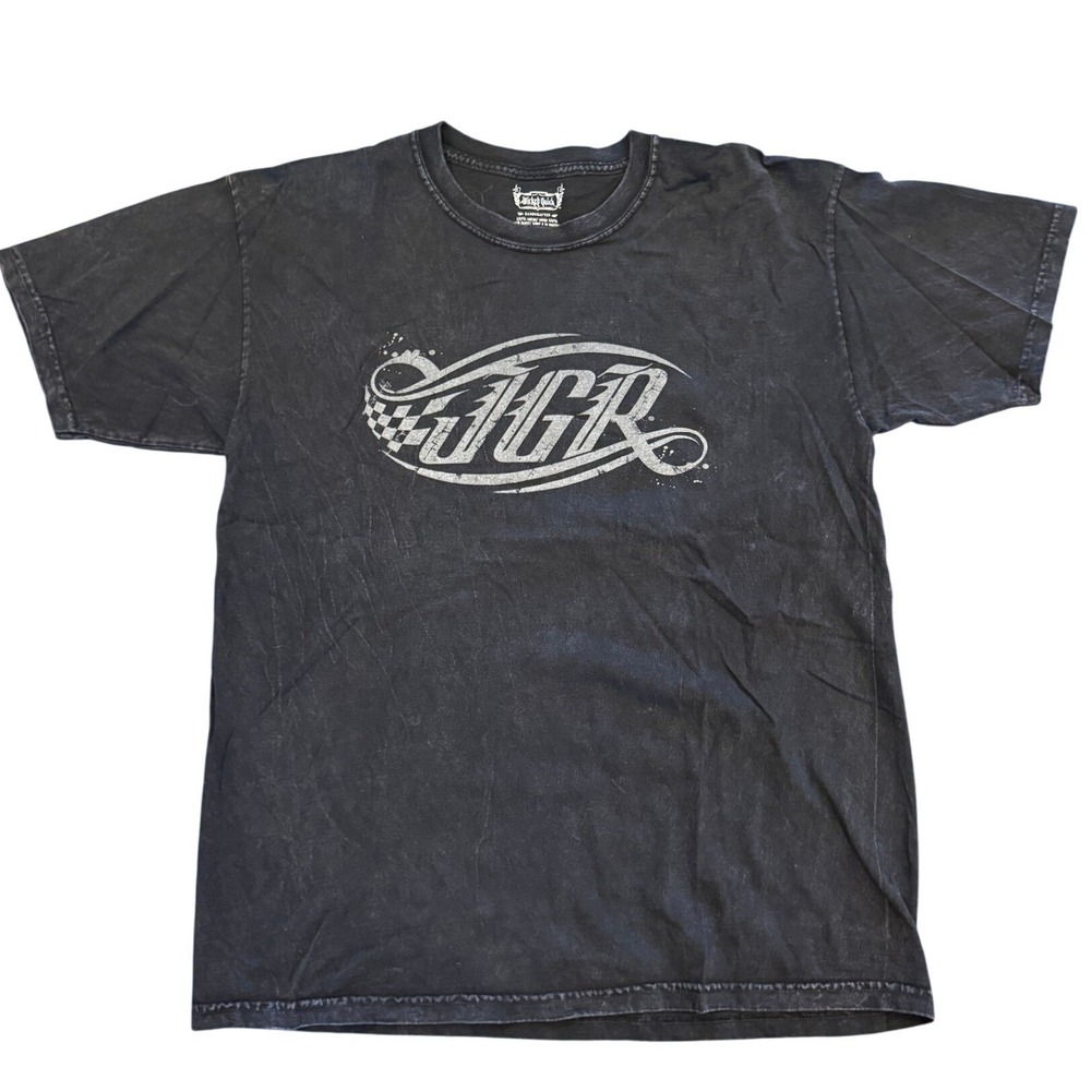 Wicked Quick JGR Joe Gibbs Racing Graphic T-Shirt Mens Large Black Acid Wash USA